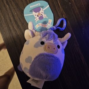 NWT Conway the purple and white cow 🐄 squishmallow clip 3.5"