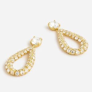 JCREW Faceted Crystal Teardrop Earrings NWT Gold