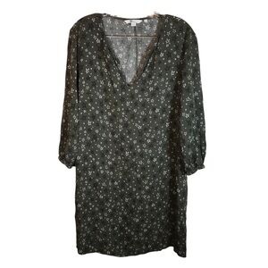 Boden women’s kneelength dress V-neck 3/4 sleeve green with star print 14R