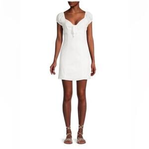 NWT Socialite Tie-Front Puff Sleeve White Mini Dress size medium