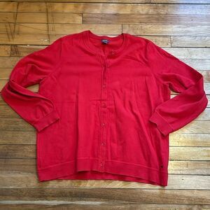 Eddie Bauer Women’s Red Long Sleeve Button Up Cardigan Sweater Size 2XL