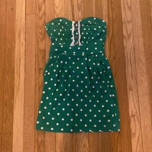 BE-BOP Strapless green and white polkadot Dress