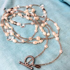 6.8.24 mary kay pearl crystal and bead long necklace