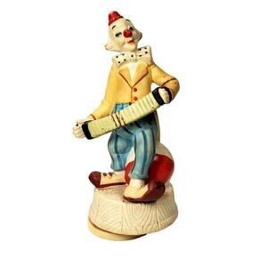 Ceramic Clown Musical Figurine Send In The Clowns Vtg Japan 8.75" Works Repaired