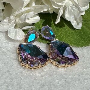 New lilac crystal geometric drop earrings