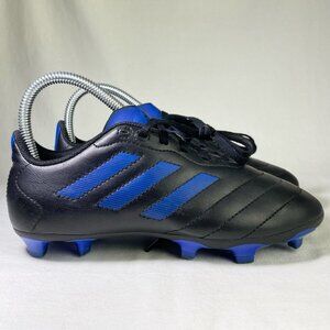 Adidas Soccer Cleats FG Size 4Y Black & Blue Leather CLEAN