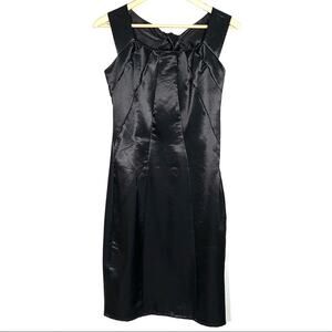 Reserved 38 black satin sleeveless knee length formal sheath dress size 8