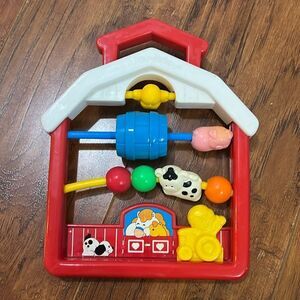 Vintage 1991 Fisher Price Farm Shape Baby Infant Toy Discovery Beads Farmhouse