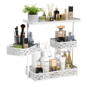 3 Tier Painted Metal Bathroom Countertop Organizer