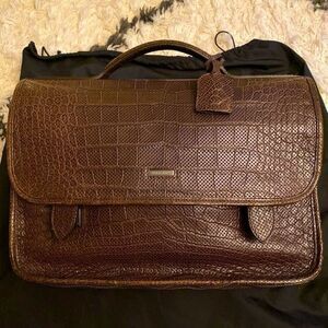 Giorgio Armani Brown Crocodile Luxury Leather Briefcase $15,395