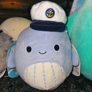 NWT 5” Samir the Whale with Sailor Hat Squishmallows navy nautical anchor cap