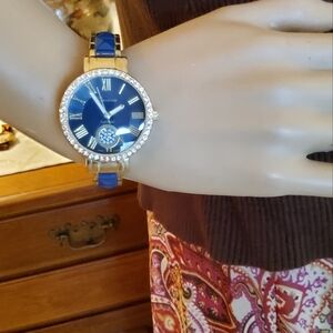 Geneva Platinum Rhinestone Cuff Watch
