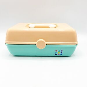 Caboodles Seafoam Peach Pretty In Petite Makeup Travel Case Retro Trays Small 9"