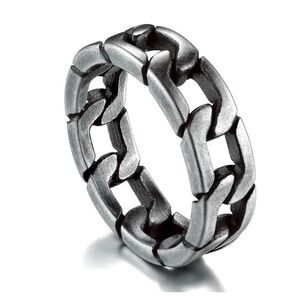 Men’s stainless steel silver chain link ring size 10