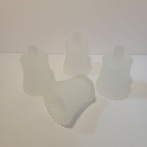 Votive Candle Holders Glass Peg Cup Frosted Hobnail Vintage Lot Set of 4