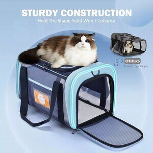 Pet Carrier Travel Bags Blue Small Medium Cats Puppies Portable Airline Approved