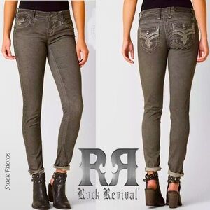 ROCK REVIVAL Delisa Skinny Grey Low-Rise Stretch Jeans (27)