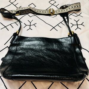 Faux black leather purse