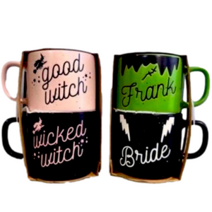 Cobwebs & Cauldrons Good Witch/ Frankenstein Mug Set
