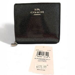 Coach Snap Wallet in Glitter Gunmetal and Black Patent Leather  NWOT