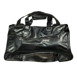 Calvin Klein Black Faux Leather Duffle Gym Weekender Bag New!