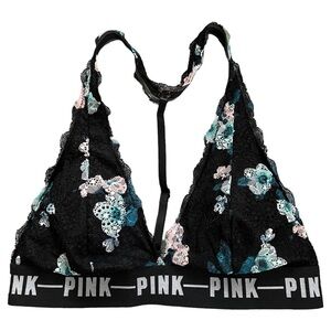 Victoria’s Secret PINK Black Lace Bralette. Size S, B75  C70, D70, AA75, A75