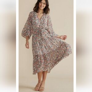 MINKPINK floral midi dress with balloon sleeves Arve