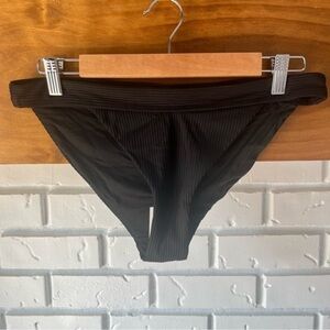 Andie Swimwear The Banded Cheeky Rib Bottom, Black,  Size Large