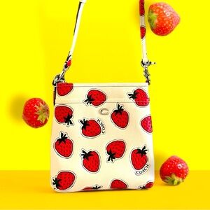 Coach Kitt Messenger Crossbody Bag With Strawberry Print