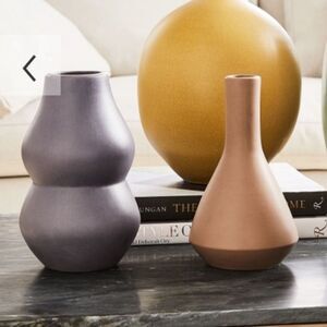 West Elm Blue Gray Crackle Glaze Ceramic Bubble Retro Vase 9.5” Home Decor