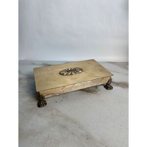 vintage ronsom silver plate tabletop case‎ box with lion feet