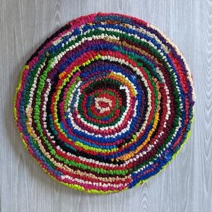 Sustainable Small Round Vibrant Floor Mat