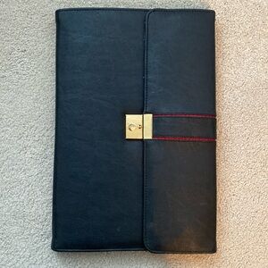 Portfolio with brass latch &  red stripe detailing. Used.