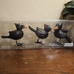 Judgmental Crows Black Birds Fall Decor Set of 3 Hobby Lobby Halloween Autumn