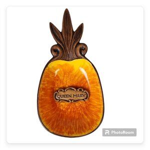 Vintage.60s Treasure Craft Pineapple Dish Queen Mary Orange