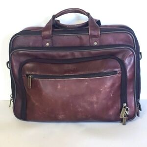 Heritage travel gear briefcase laptop leather large check point safe