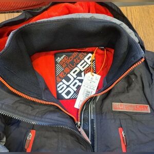 Superdry, S, Hooded Windtrekker jacket, black with red lining, soft-shell NWOT