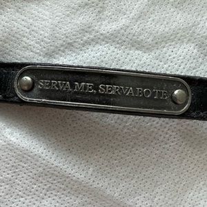 [Marc Jacobs] Latin Idiom “serva me servabo te” Metal / Leather Bracelet