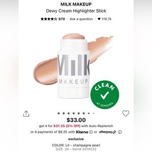 Milk makeup dewy cream highlighter Stick