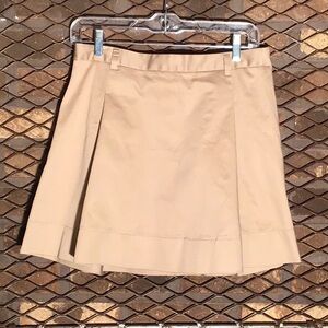 Old Navy stretch pleated mini skirt tan side zipper 6