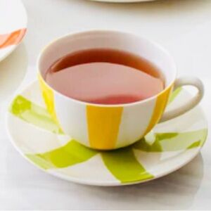 Jonathan Adler Helsinki Striped Tea Cups Coffee Mugs and Saucers Set of 2