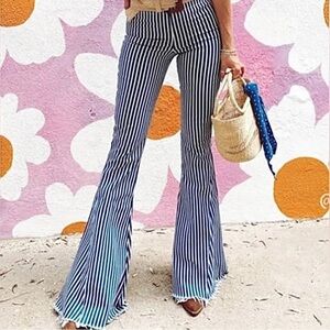 Altar’d State Striped Flare Jean Pants Size L