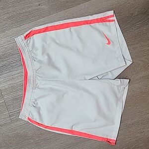 Nike Dri Fit neon stripe white pocket drawstring waist soccer athletic shorts