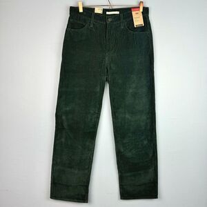 NWT Levi's Women's 94 Baggy Green Corduroy Loose Fit Straight Leg Pants 30 x 31