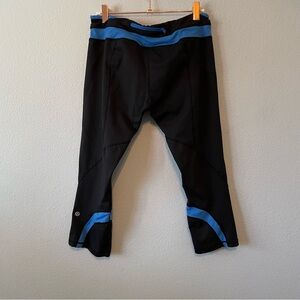 Lululemon Cropped Black and Blue Leggings