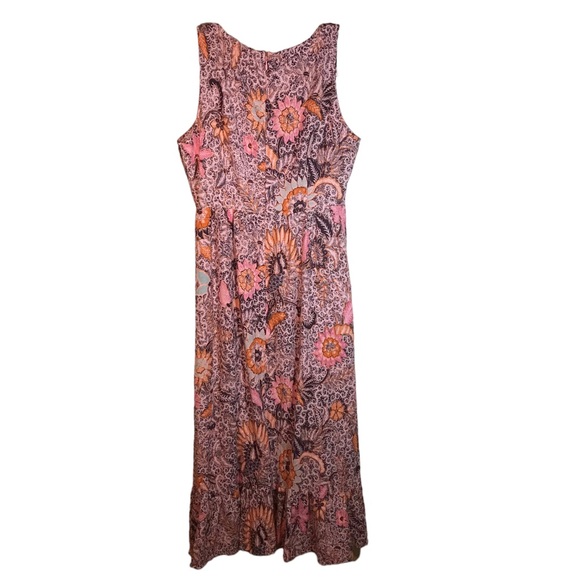 Madewell dress women 4 floral maxi Lace-Up Ruffle hem sleeveless back zipper - Picture 7 of 12