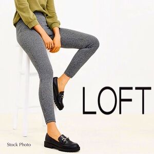 LOFT Houndstooth Leggings Gray Black (L)