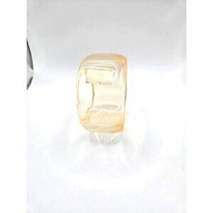 Vintage Lucite Clear Chunky 2" Thick Bangle Amber Tone w/original sticker price