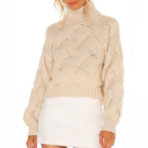 Lovers + Friends Lilah Turtleneck Sweater Cream Size Small