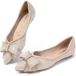 Women's Flats Shoes Rhinestone Pointed Toe  Flats Comfort Low Wedge Dressy Flats